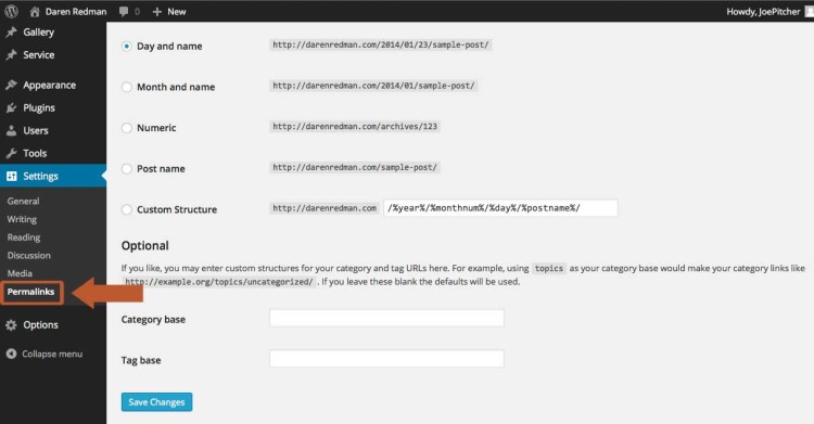Change your permalink structure in WordPress to make it more SEO friendly