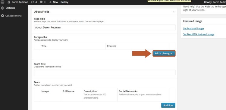 Add a new paragraph to your About page