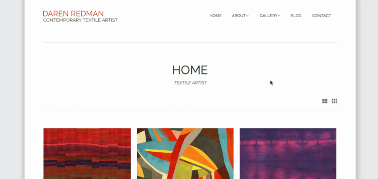 How your new artist website home page will display with all the changes