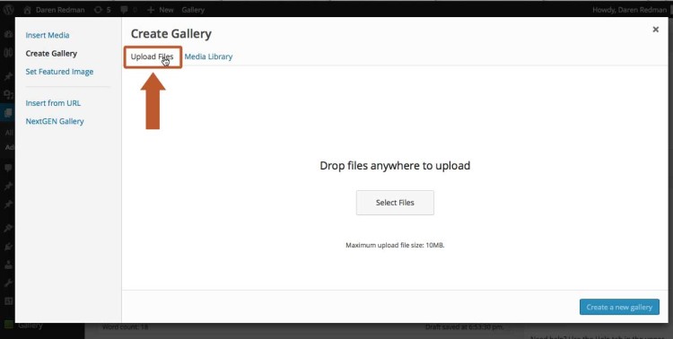 Upload files from your computer to your WordPress gallery