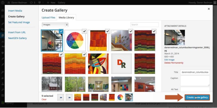Give each image a caption and click 'Create New Gallery'