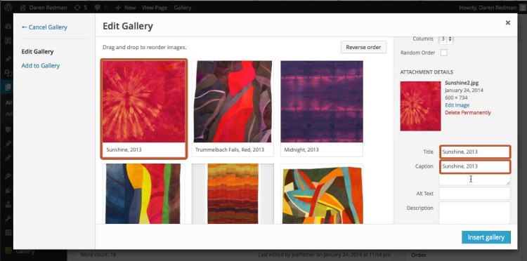 Give the visitors to your WordPress artist website some information about the images they are browsing