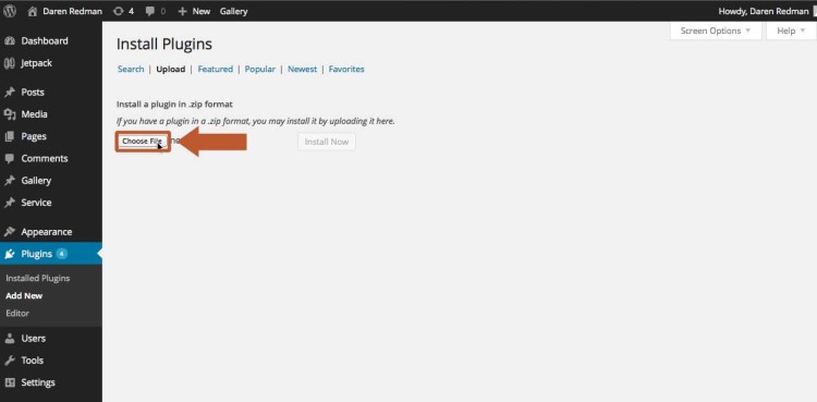 Choose the zip file from its location on your computer