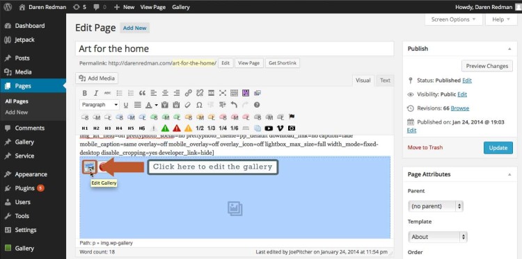 To edit the gallery click on the pencil icon To edit the gallery click on the pencil icon