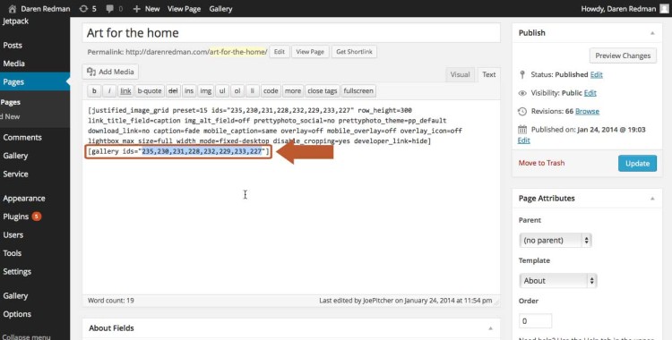 Find the gallery image IDs and copy them