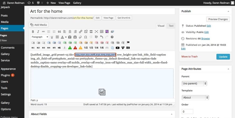 Replace the IDs in the shortcode with those of the images you uploaded to your gallery
