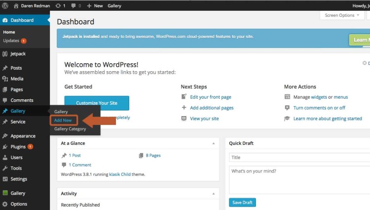 Add the image to a Gallery in WordPress