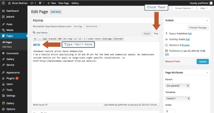 To add a line underneath the gallery, add the <hr/> code