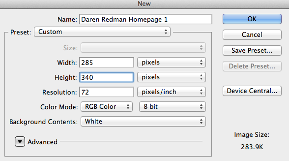 Set image size in photoshop