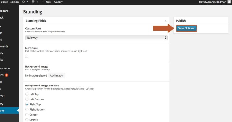 The branding page of the Kalsik theme in WordPress