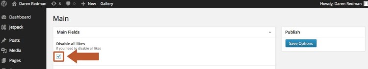 Check the box to disable page like