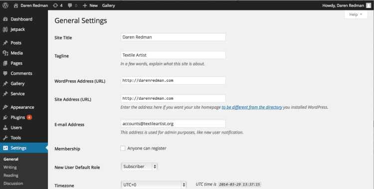 Complete your details in the General Settings page