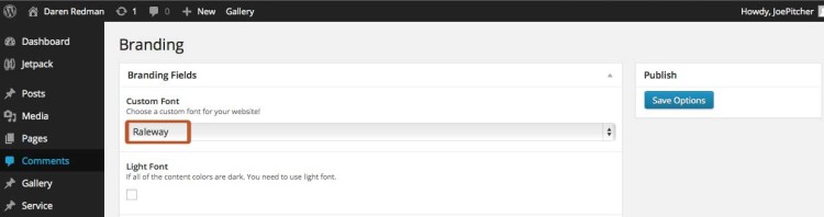 Select a Google font for your site content