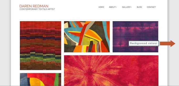 Homepage of your new artist website with the new font and colour settings