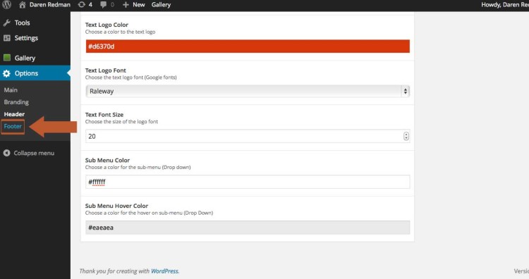 What would you like to appear in the footer of your WordPress visual artist portfolio