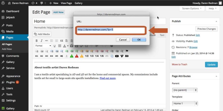 The WordPress page ID in the shortlink