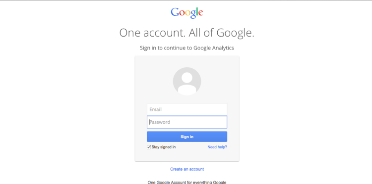 Log in or create your Analytics account