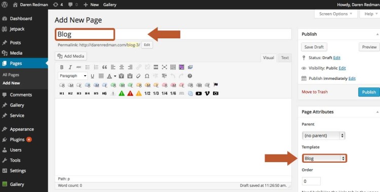 Add a new page to your WordPress blog