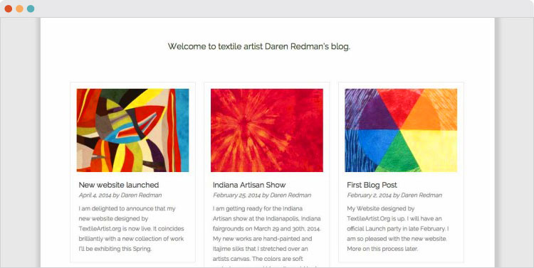 How the blog looks on a live WordPress site