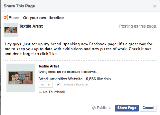 Facebook for artists: Sharing your page on your own timeline