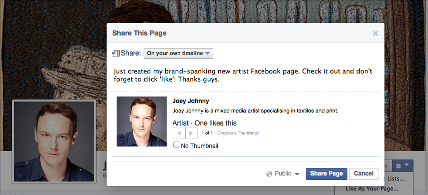 facebook artist page without personal account