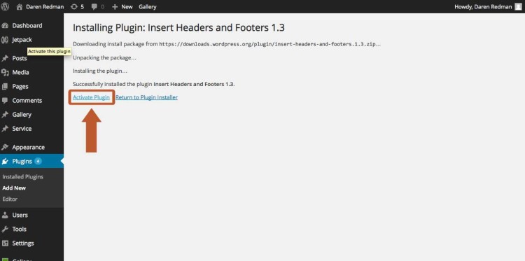 Activate the newly installed plugin
