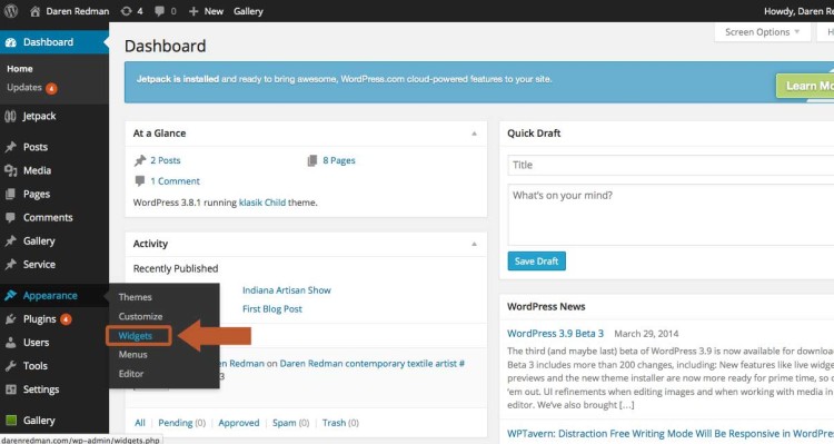 Using a sidebar on your blog page