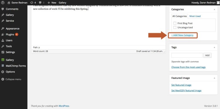 Create a category for your blog post