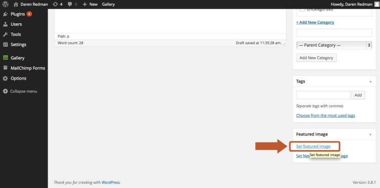 Set a featured image in your blog post