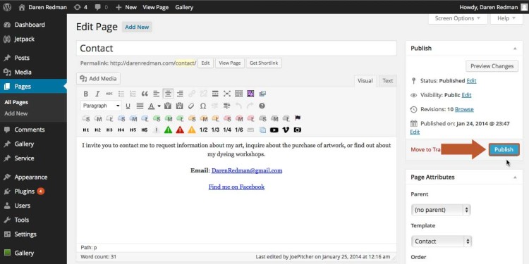 Publish your contact page