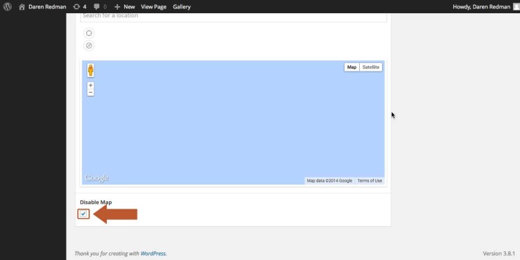 Disable the map feature in Klasik theme for Wordress