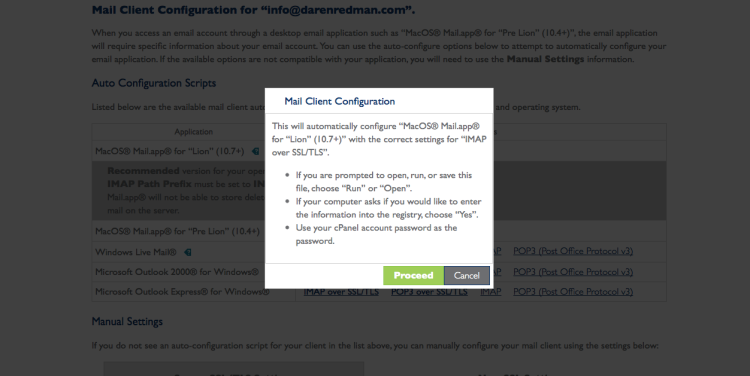 Mail client configuration