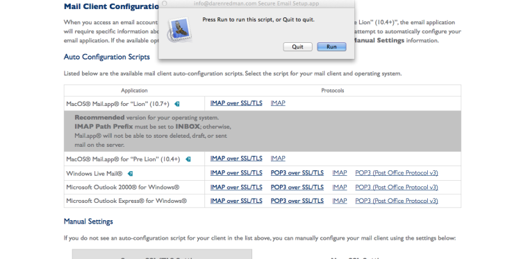 Run the script to configure email