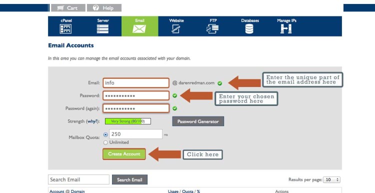 Add the details for your email account