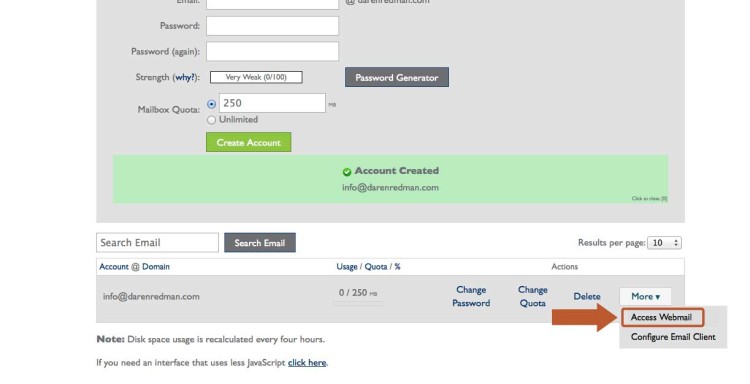 Access your web mail in Bluehost