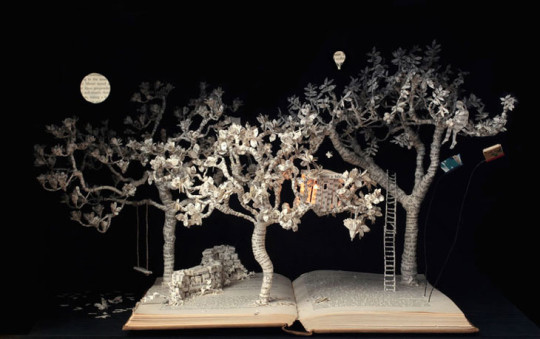 Su Blackwell (textile artist using recycled materials), The Baron in the Trees, 2011