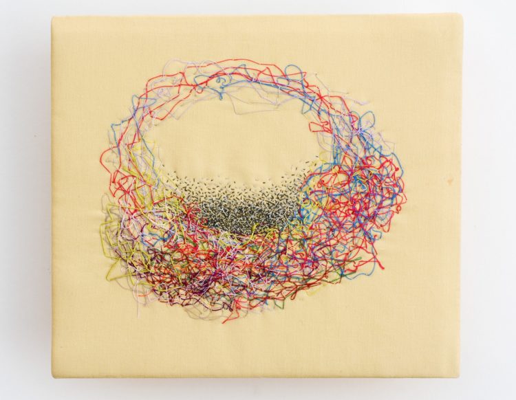 Emily Felderman, Nest, 2020. 36cm x 36cm (14" x 14"). Hand stitch. Cotton, felt, thread. Photography: Fucks & Kaspareck.
