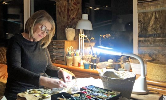 Kim McCormack in the sewing room.