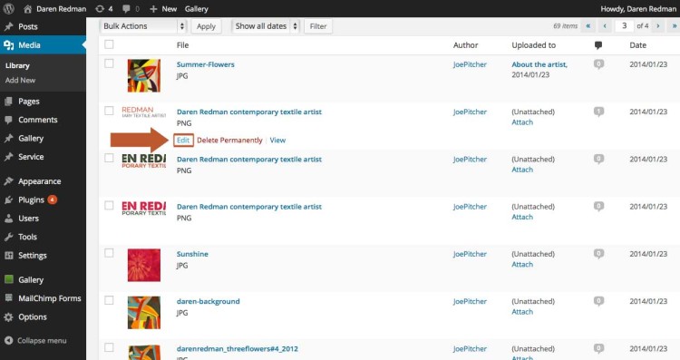 Edit the images in the media library