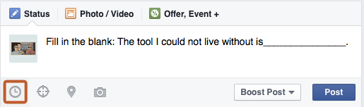 Schedule post on your artist Facebook page