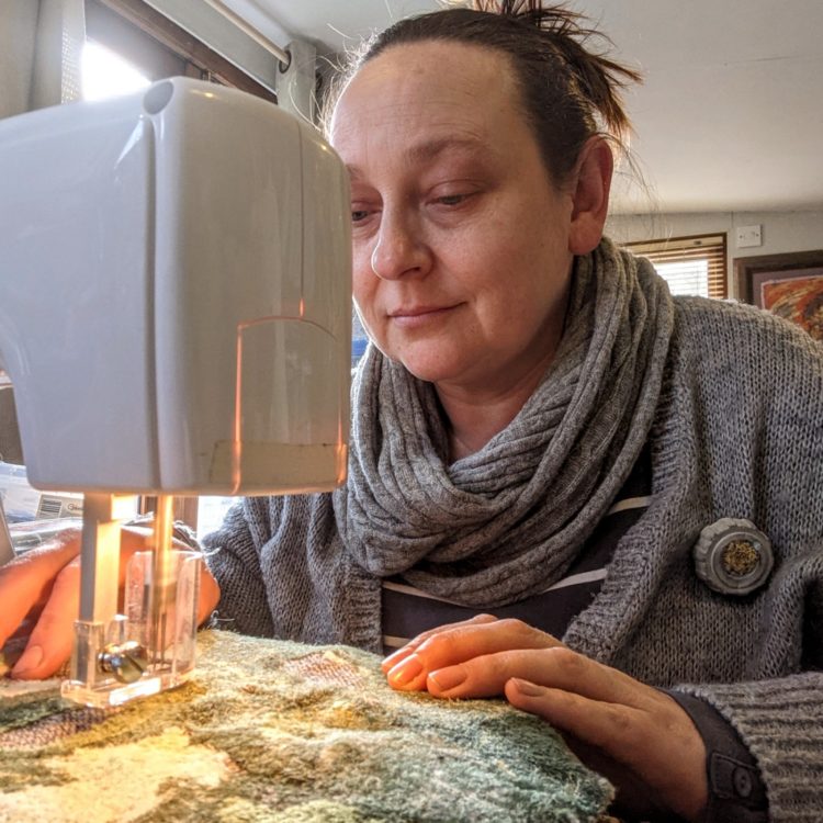 Nerissa Cargill Thompson: Creating naturally inspired textures using an embellisher machine in her garden studio.