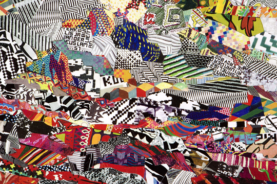 Barbara Broekman. Diary II 2006. collage of printed canvas and glossy photo paper. 225x750cm.detail