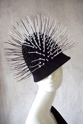 Spiga black and white, Artistic felt hat, Illu Stration by Mary-Ann Williams