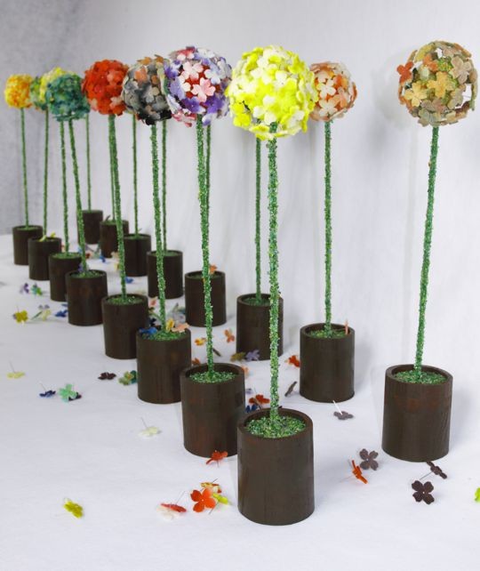 Marty Jonas - Felt Flowers with Glass Frit - 18x4x4 inches each