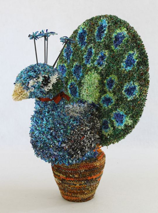 Marty Jonas - Peacock Bowling Pin - 24x14x14 inches