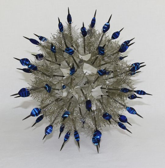 Marty Jonas - Stainless Mesh Orb with Blue Beads - 8x8x8