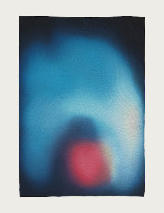 Anna Von Mertens: “Mona Lisa's aura, after Leonardo da Vinci” 2009, 34 3/4" x 25 3/4”, hand-dyed, hand-stitched cotton