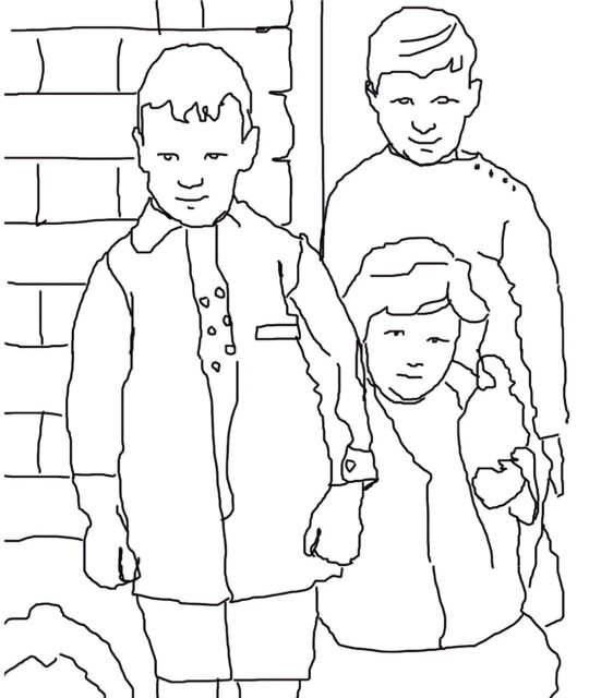 Sue Stone, initial line drawing