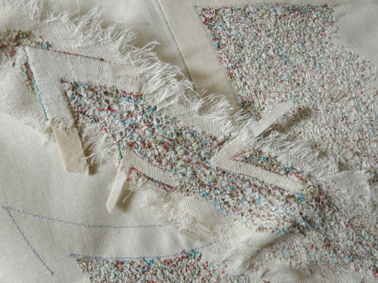 Judy Merchant Transience 60 x 60 cms Calico, machine stitch and wax