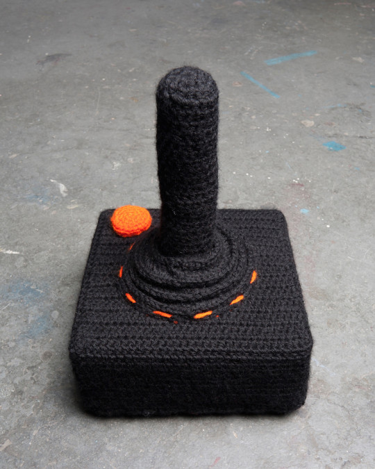 Nathan Vincent, Joystick, 2011, 9" x 9" x14", Yarn, foam, dowel, stuffing, photo credit Kris Graves